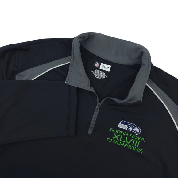 Seattle Seahawks Super Bowl XLVIII Champions 1/4 Zip Pullover Mens XL NFL Team - Picture 1 of 8
